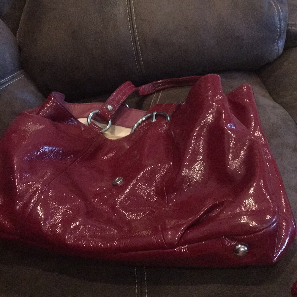 Maroon coach satchel & wallet